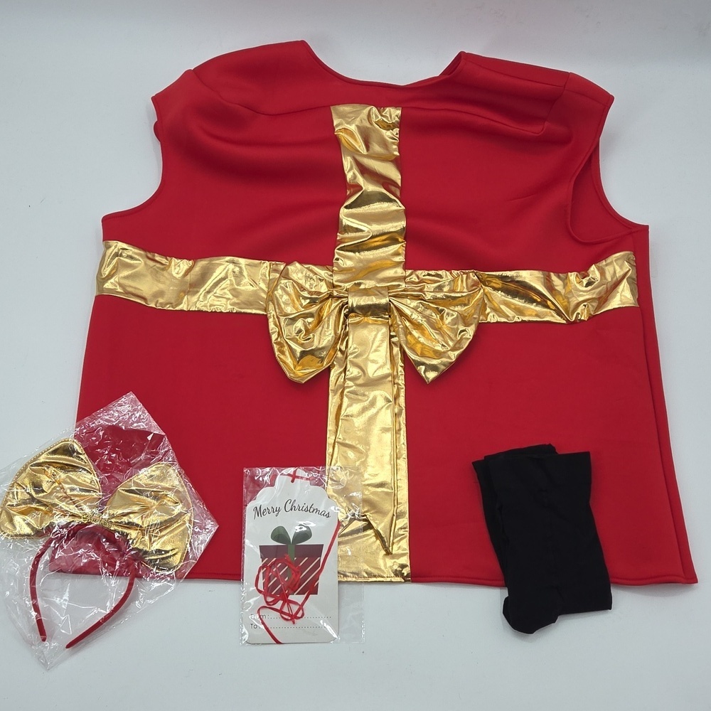 Festive Red and Gold Gift Box Costume - Picture 8 of 16